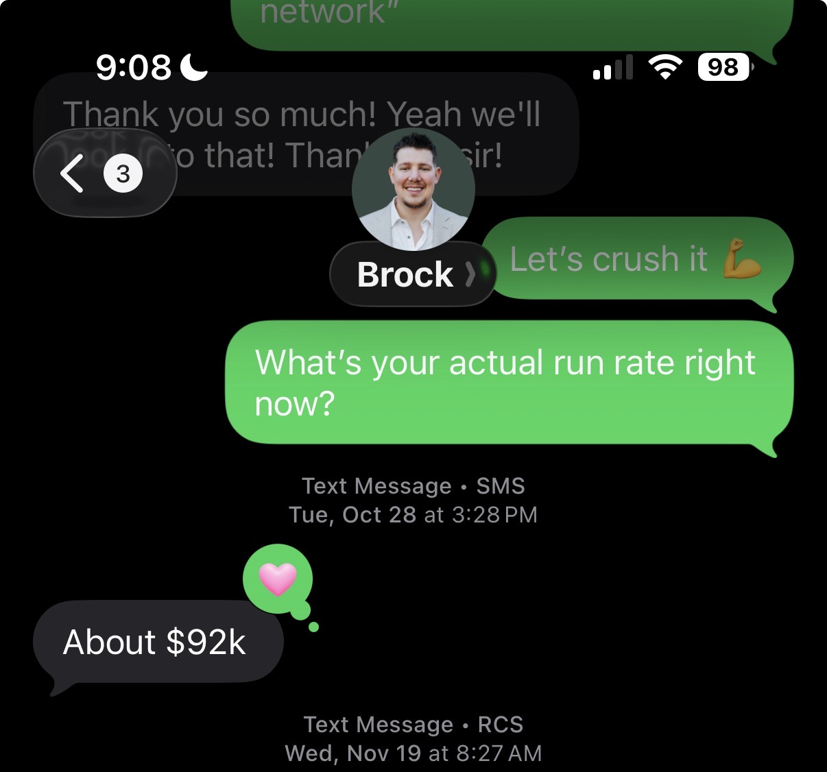 Brock Hartzler monthly revenue update