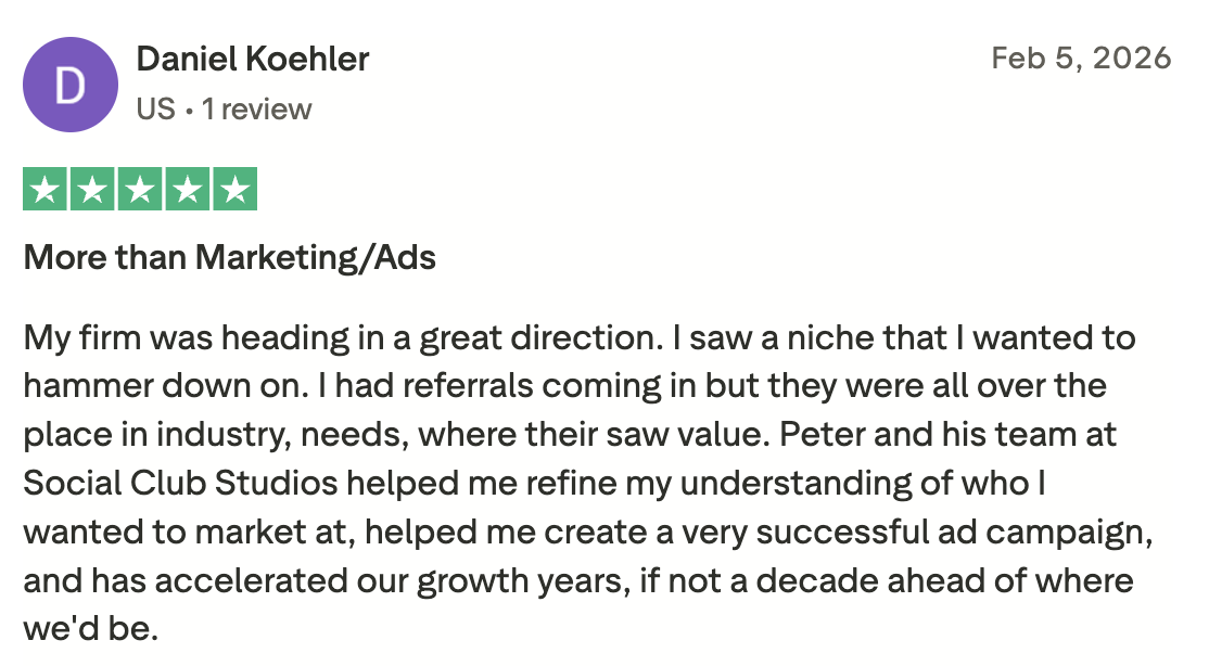 Daniel Koehler Trustpilot review