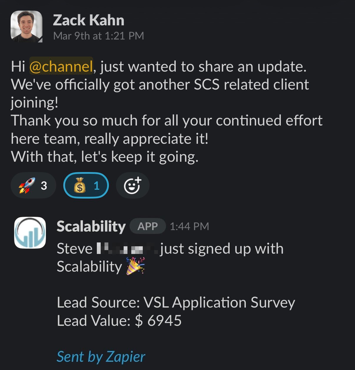 Zack monthly client sale